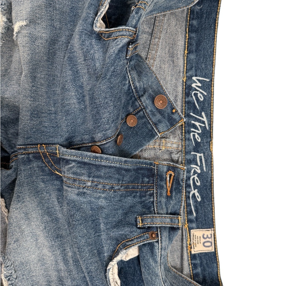 We The Free Blue Distressed Jean Shorts - Picture 6 of 9